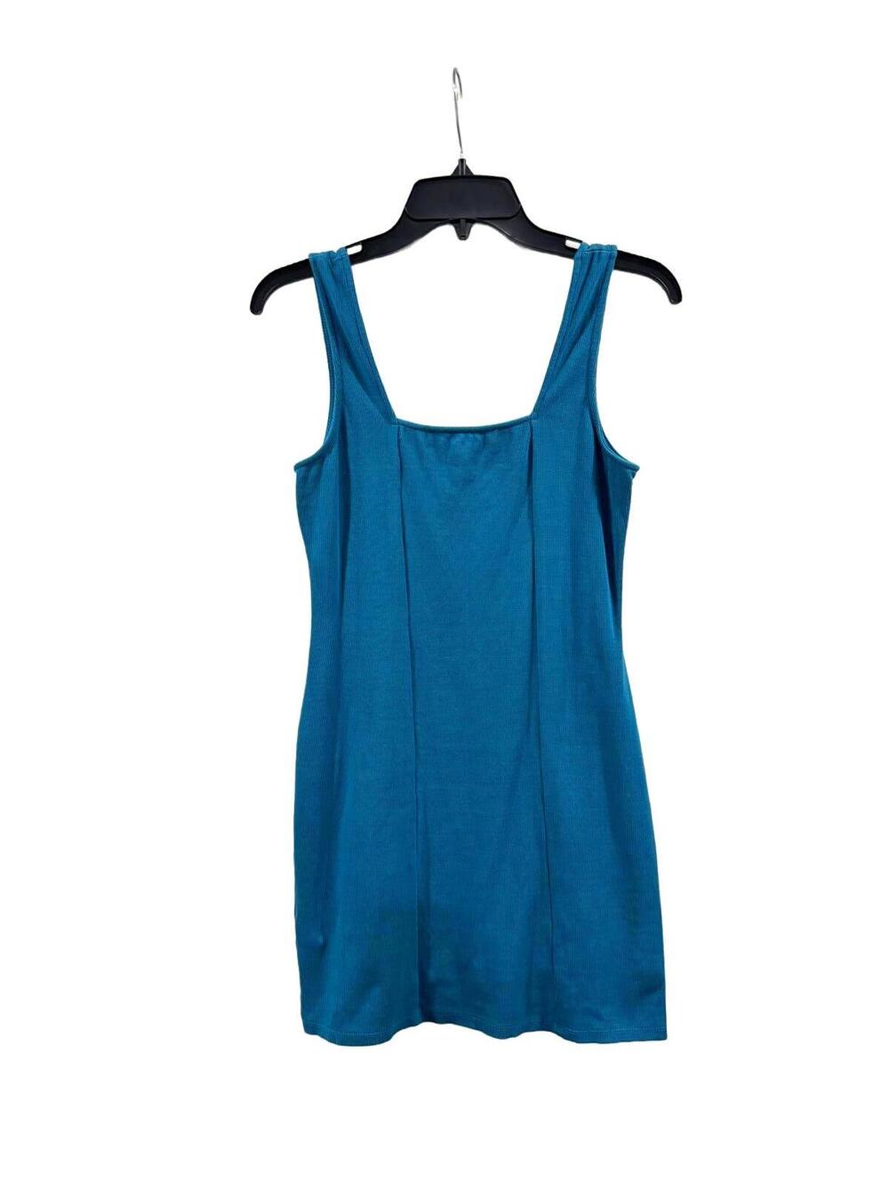 French Connection Revolve Rassia Teal Ribbed Square Neck Mini Dress Medium